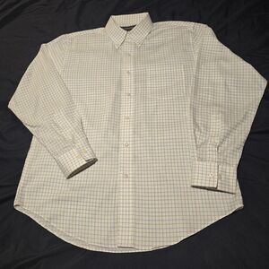 Croft & Barrow Cream and Blue Checkered Dress Shirt
